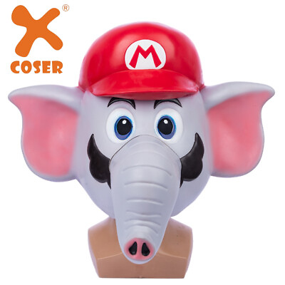 #ad Xcoser Super Mario Bros. Elephant Mario Cosplay Mask Latex Props Replicas Adult $49.99