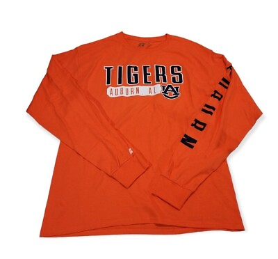 #ad Auburn Tigers Men#x27;s Russell Long Sleeve Tee Shirt Size Large Orange Blue New $11.23