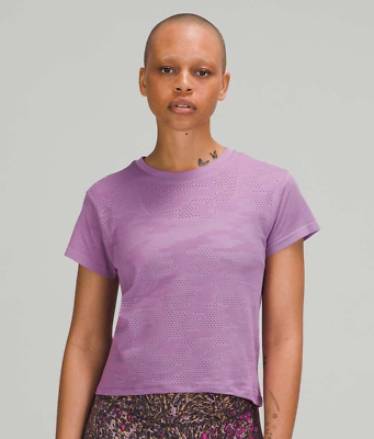 #ad Lululemon Train To Be Short Sleeve Mesh Shirt Dot Camo Wisteria Purple Size 8 $39.00