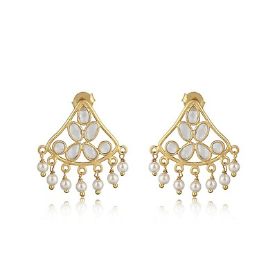 #ad Traditional Designer Charming Earrings in Gold Plated Pearl With CZ Jewelry Gift $24.99