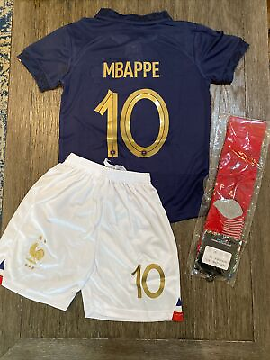 #ad France Soccer Jersey Kids Set MBAPPE #10 Shorts amp; Socks Size 22 Brand New $39.95