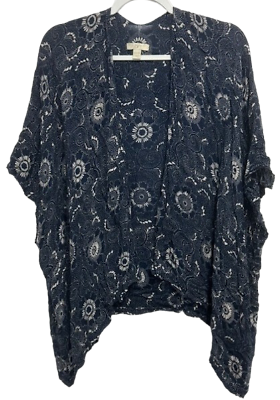 #ad *Ann Taylor Loft blue floral print thin knit short sleeve open cardigan OS $13.99