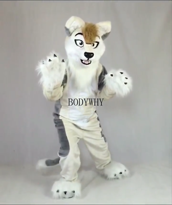 #ad Long Fox Dog Mascot Costume Suit Cosplay Party Dress Outfits Clothing Carnival $510.39