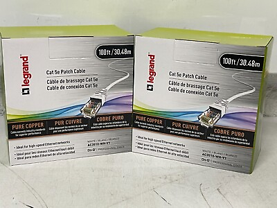#ad CASE OF 2 Legrand 100#x27; Cat 5e White Ethernet Cable Computer Network High Speed $24.00