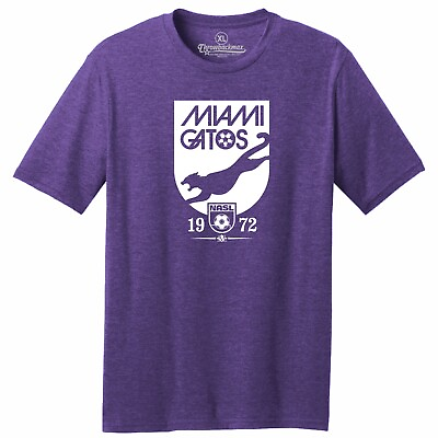 #ad Miami Gatos 1972 Logo NASL Soccer TRI BLEND Tee Shirt $22.00