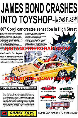 #ad Corgi Toys James Bond Aston Martin DB5 261 Poster Leaflet Advert Sign A4 size GBP 4.49