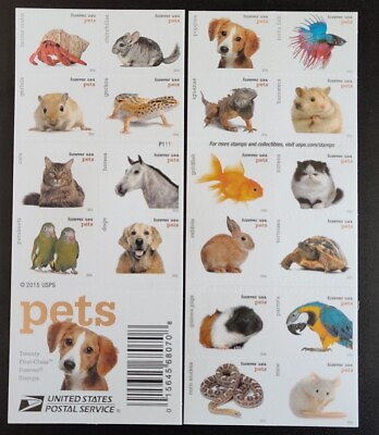 #ad Mint US Pets Booklet Pane of 20 Forever Stamps Scott# 5125A MNH $13.45