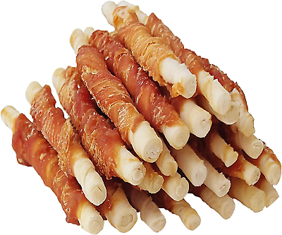 Dog Rawhide Twist 5 Inch Chicken Hide Sticks Chicken Wrapped for Puppy and Small $18.09