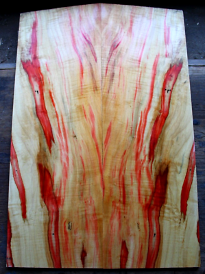#ad Curly red flame box elder maple drop top .32quot; thk bass guitar tonewood 2375 $110.99