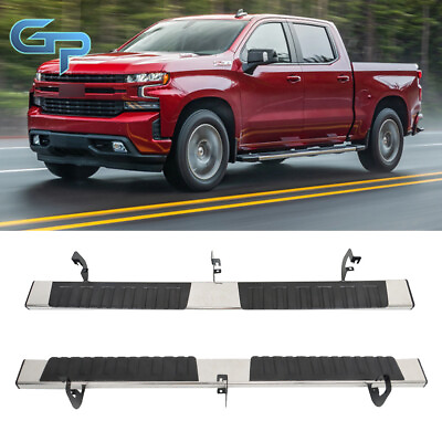 #ad Running Boards Side Steps For Chevy Silverado 1500 2019 2023 Double Cab Silver $116.07
