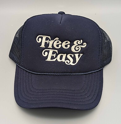 #ad Free amp; Easy Navy Blue Trucker Mesh Snapback Hat Cap OSFM $16.53