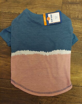 #ad Stripe Blue Girl Tee Dog Apparel Dog Tshirt Top Paw Medium NWT $9.99
