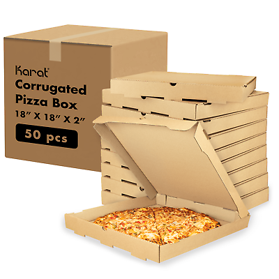 #ad Karat Corrugated Pizza Box 18#x27;#x27;x18#x27;#x27;x2#x27;#x27; Kraft 50 pcs FP PBF18K $60.38