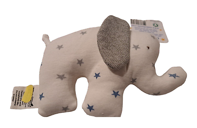 #ad Under The Nile Organic Cotton Elephant Plush Baby Blue Gray Twinkle STARS $10.80