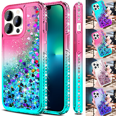 #ad For iPhone 12 13 Pro MaxMini Case Bling Liquid Cute Shockproof TPU Phone Cover $2.95