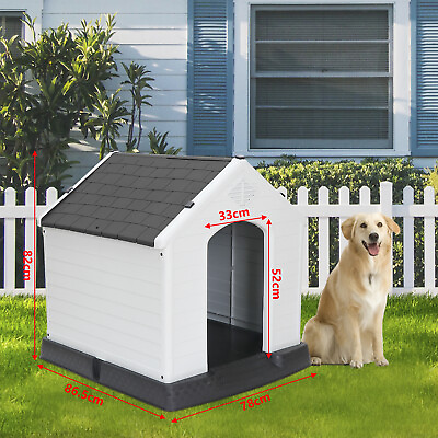#ad Dog House Kennel Pet Outdoor Heavy Duty Doghouse Shelter Water Resistant Grey $69.58