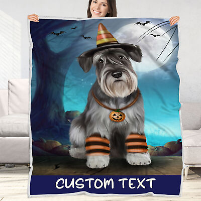 #ad Schnauzer Dog Blanket Personalized Throw Woven Fleece Sherpa Many Designs NWT $44.99