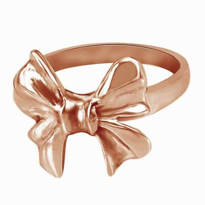 #ad Cute Bow Tie 14K Rose Gold Plated Ribbon Fashion Ring Sterling Silver $117.59