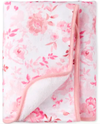 #ad The Children#x27;s Childrens Place White Pink Cozy Baby Girl Blanket Floral Flower $37.49