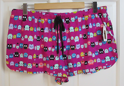 #ad NWT Secret Treasures Sleepwear Pink Shorts Women Size L 12 14 Owls 100 28788 $11.66