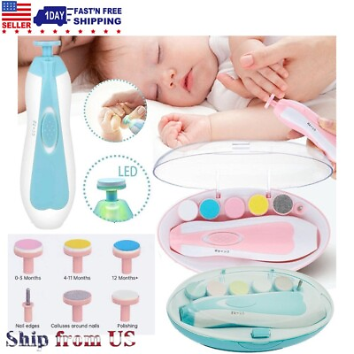 #ad Electric Baby Nail File Clippers Trimmer Toddler Toes Trim Polish Nail Care Set $10.99