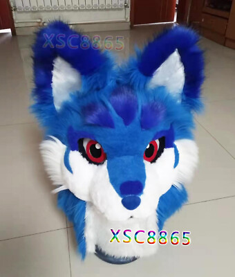 #ad Long Fur Husky Dog Fox Mascot Head Party Halloween Fur Cosplay Head #511 $199.00