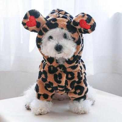 #ad Dog Hoodies Dog Coat With Hood Pullover Dog Coat Leopard Dog Hoodie Dog Clothes $14.56
