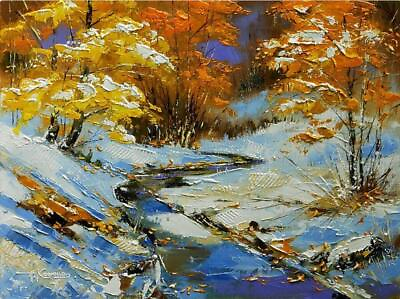 #ad Handmade Winter Oil Painting Landscape on Canvas for Home Wall Decor Modern Art $81.37