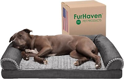 #ad Furhaven Orthopedic Dog Bed for Large Medium Dogs w Removable Bolsters $37.99