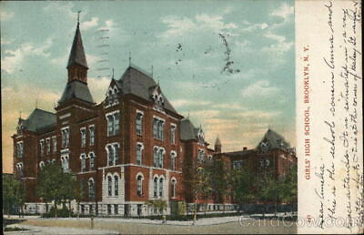 #ad 1907 BrooklynNY Girl#x27;s High School Kings County New York Postcard 1c stamp $9.99