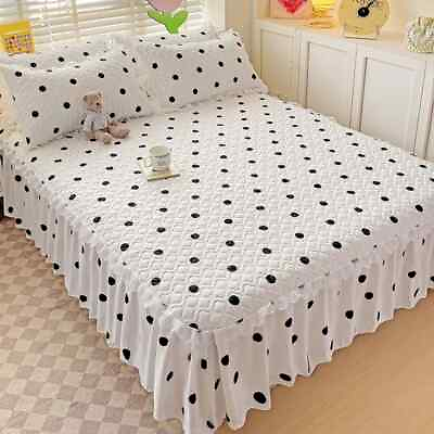 #ad Cartoon Style Bed Skirt Ruffled Bedsheet Quilted Mattress Covers Lace Bedspread $72.41