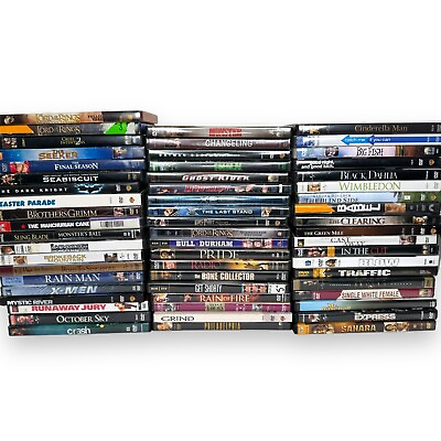#ad Lot of 55 Action Drama Sports Movies in Cases Assorted Films Wholesale Lot DVD $30.51