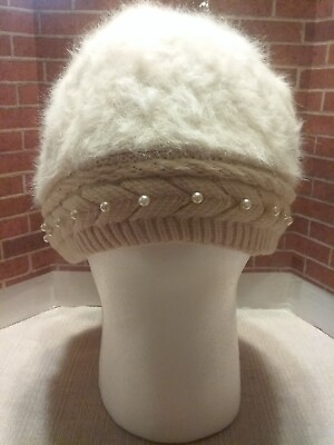 #ad Unbranded Ladies Plush Beanie Winter Hat Cuffed With Pearl Accents One Size $14.95