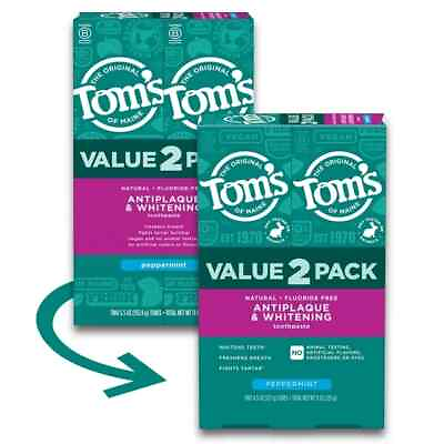 #ad Tom’s of Maine Antiplaque and Whitening Fluoride Free Toothpaste Peppermint 2 $11.99