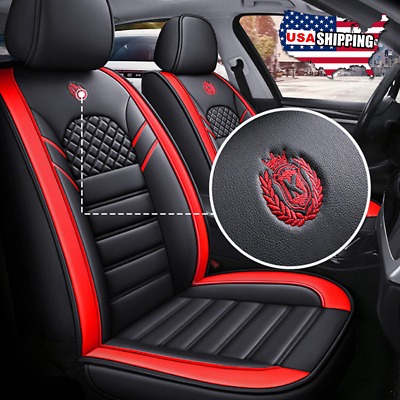 #ad Full Set Car Seat Cover Universal Protector Luxury PU Leather Front Rear Cushion $66.32