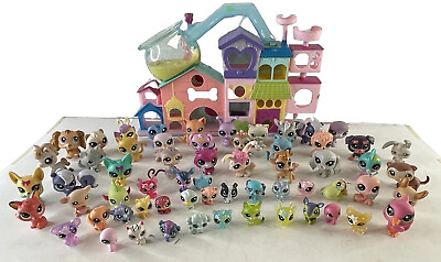 #ad Lot Of Littlest Pet Shop 60 Figures Minis w Playset Dogs Cats Birds Turtle $149.99