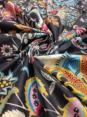 #ad Fabric Cotton Black By Yard 100% COTTON Floral FABRIC Unisex Garment Fabric Art $54.44