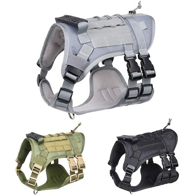 #ad NEW Tactical Police K9 Training Dog Harness Military Adjustable Nylon Vest Leash $19.94