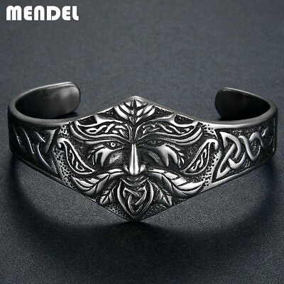 #ad MENDEL 8 Inch Mens Stainless Steel Ancient Norse Viking Cuff Bracelet Bangle Men $22.99