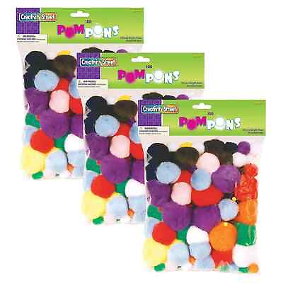 #ad Pacon Creativity Street Pom Pons Bright Hues Assorted Sizes 100 Pieces Pack 3 $36.12