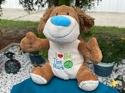 #ad RARE Dan Dee I LOVE YOU THIS MUCH PEACE Puppy Dog 13quot; Plush Stuffed Animal Toy $19.76