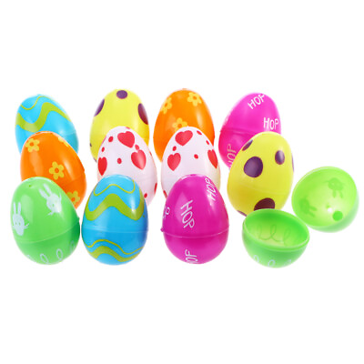 #ad 12 Pcs Eggs Ornaments Plastic Eater Eggs Fillable Eggs Bright Eggs $7.79