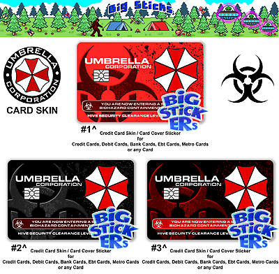 #ad Evil Resident Umbrella Corp Credit Card Skin Cover SMART ATM Sticker Wrap $7.85