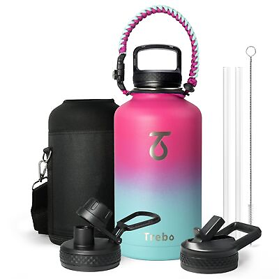 #ad Water Bottle 64oz with Paracord Handle Half Gallon Double Wall Vacuum Stainl... $48.56