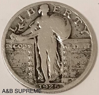 #ad 1 Standing Liberty Quarter With Date 90% Silver $13.89