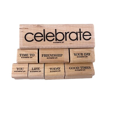 #ad Stampin Up Celebrate Everything Wood Mount Rubber Stamps 8 Life Today Friends $8.99