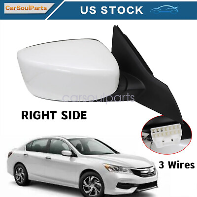 #ad New Pearl White Mirror for 2013 2017 Accord 4 door Right Passenger Side Power $110.59