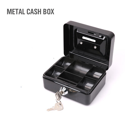 Locking Steel Cash Lock Box with Keys Security Money Tray Double Layer Small $11.99