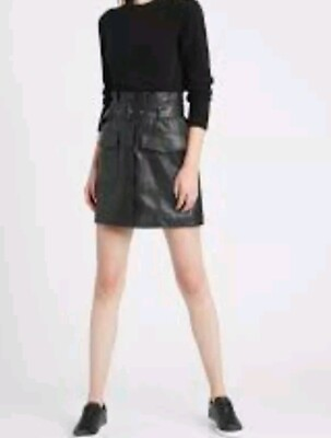 #ad Banana Republic Vegan Leather Utility Mini Skirt With pockets Size 12 $34.88