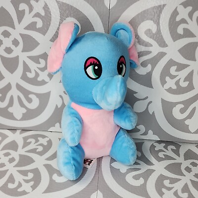 #ad Livoti Toys Elephant Plush 9quot; Blue amp; Pink Stuffed Soft Embroidered Face lovey $5.86